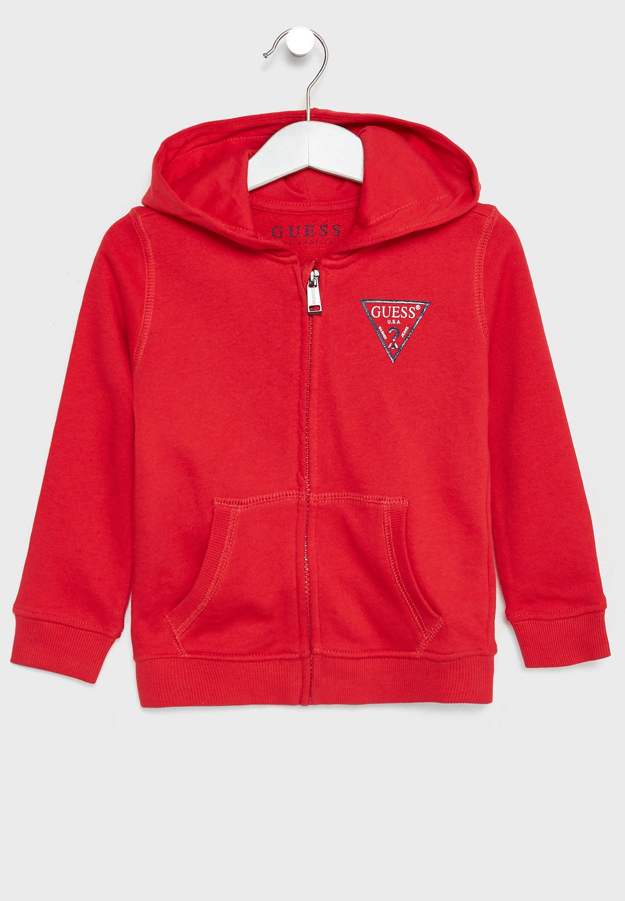 guess red hoodie