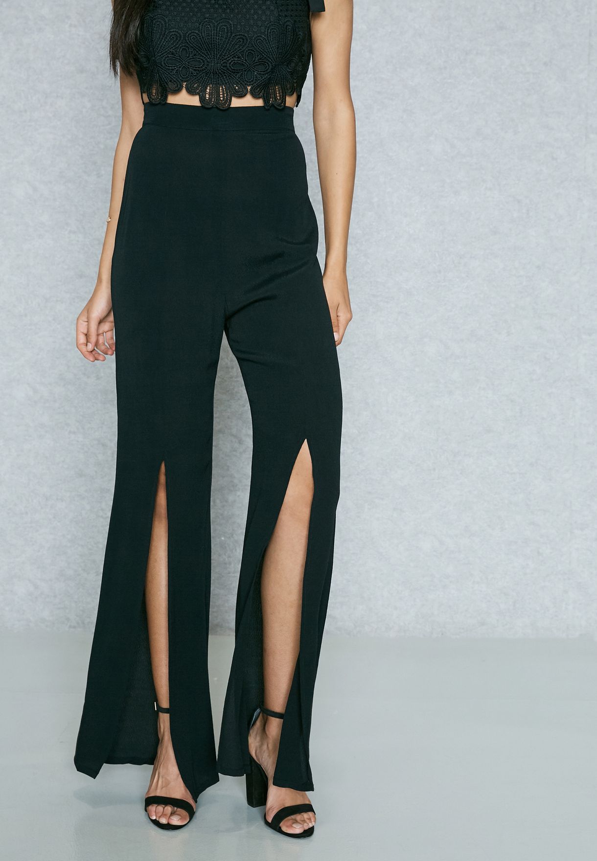 flare pants with slits