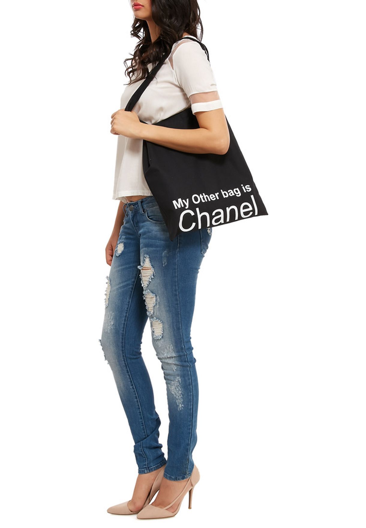 Buy Black My Other Bag Canvas Tote For Women In Mena Worldwide