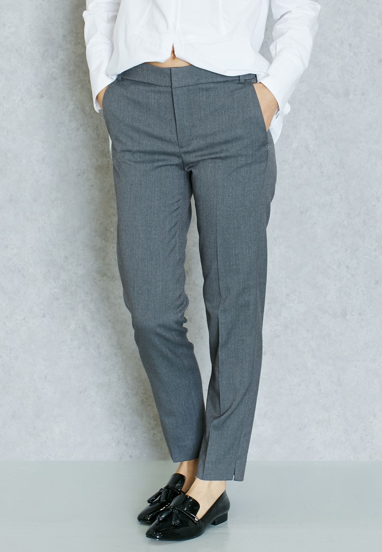 Buy Mango grey Ankle Grazer Pants for Women in MENA, Worldwide