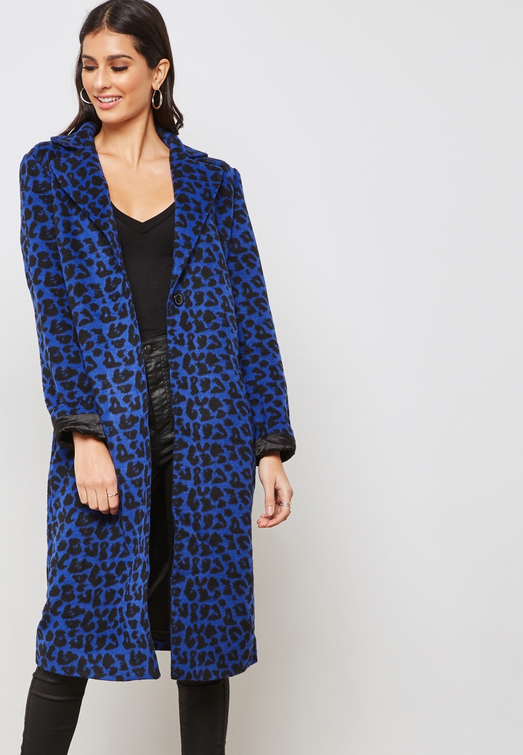 blue leopard print coat