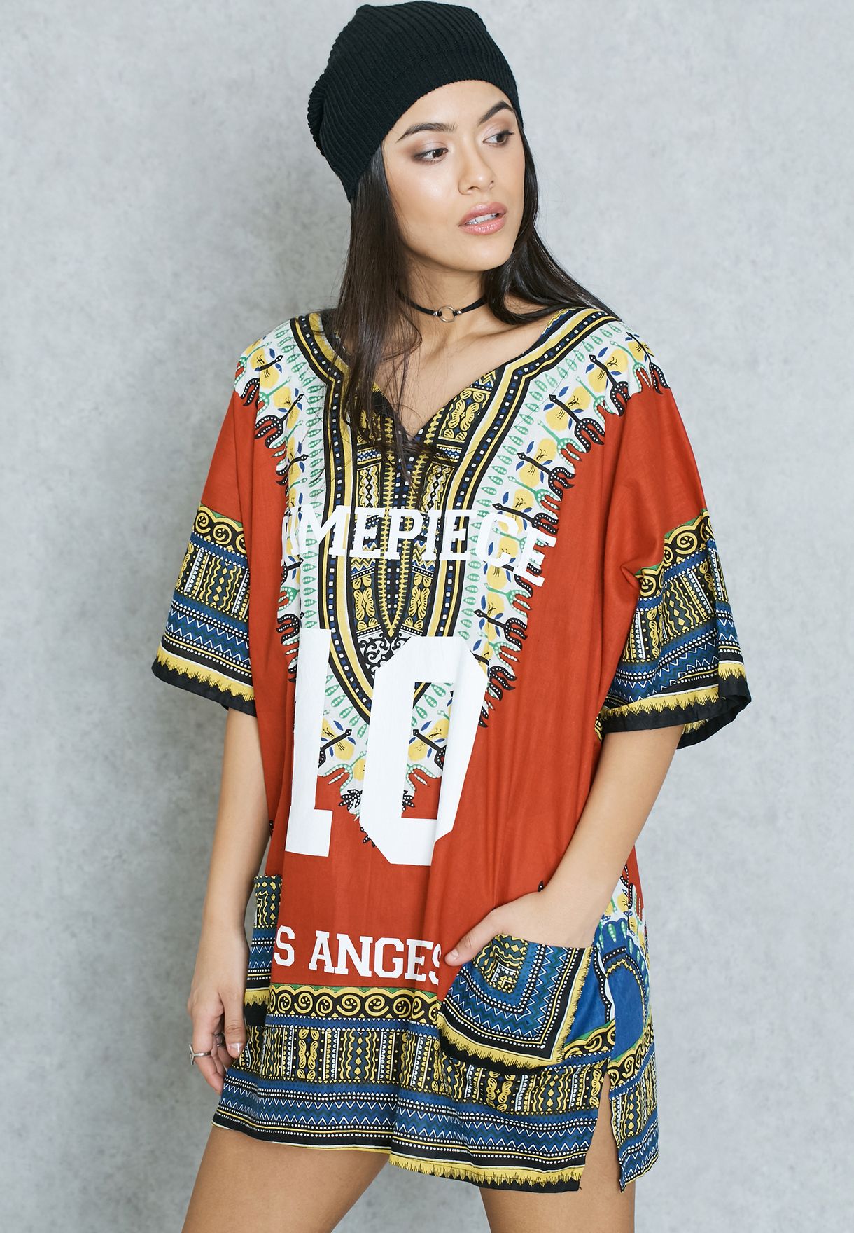 red dashiki dress