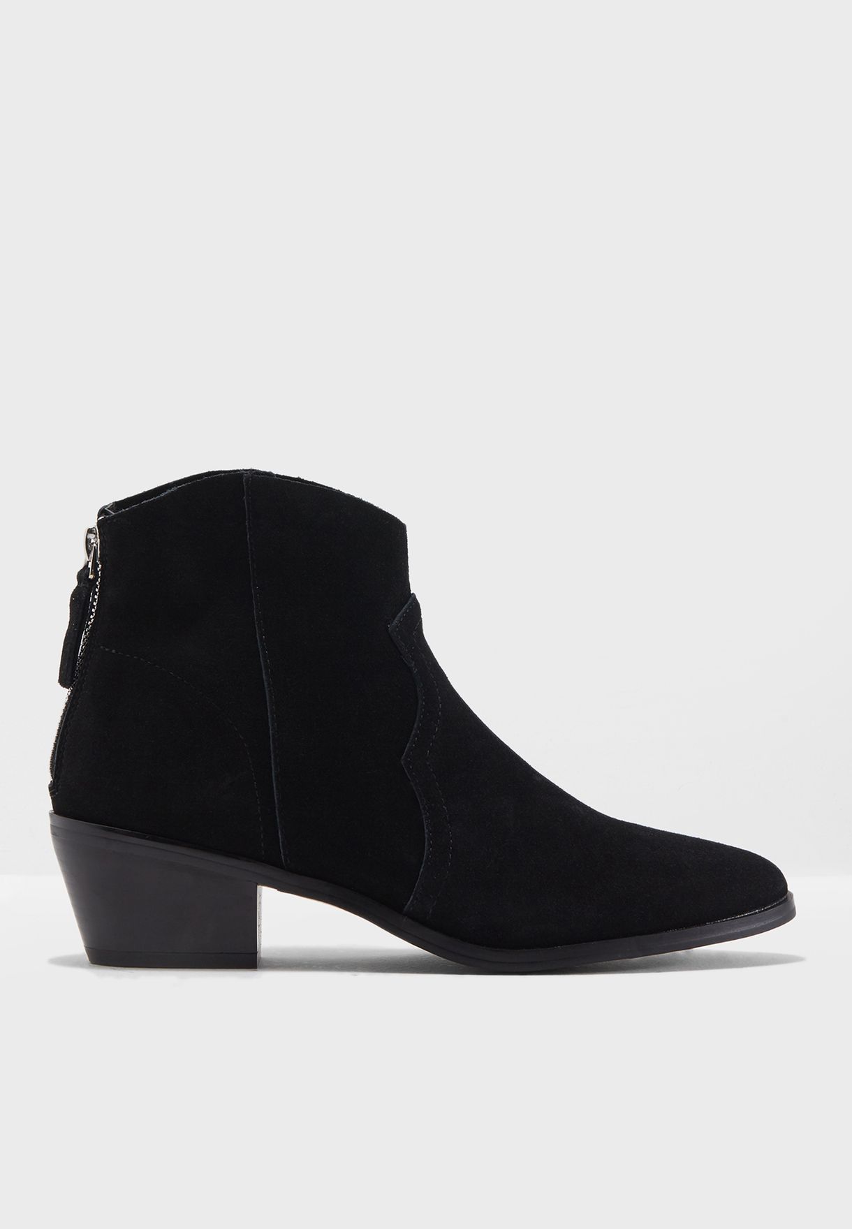 Topshop black Betty Western Ankle Boot 