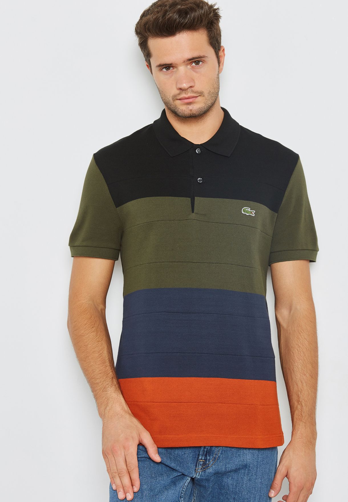 Buy Lacoste multicolor Striped Polo for 