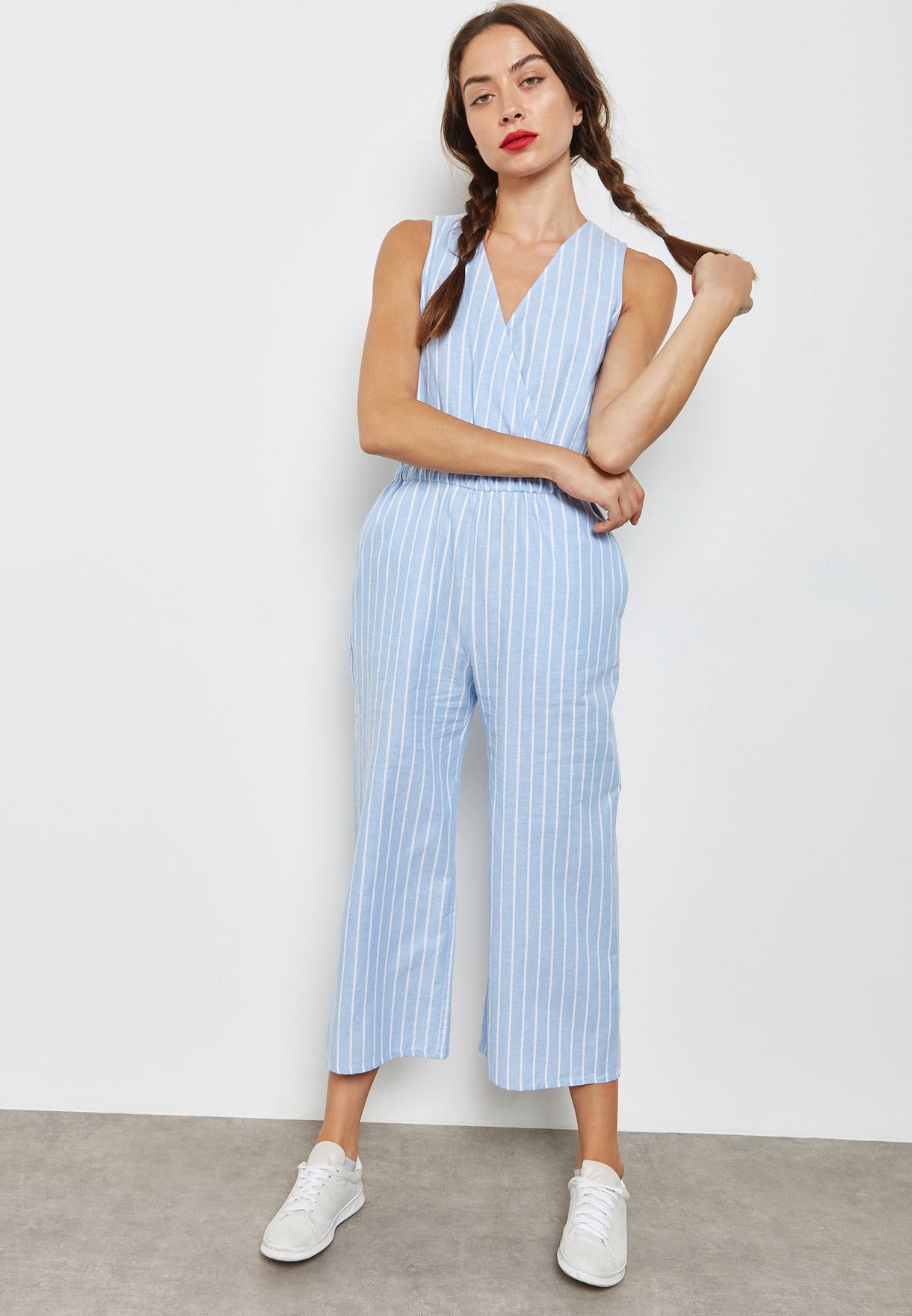 Striped Cropped Jumpsuit