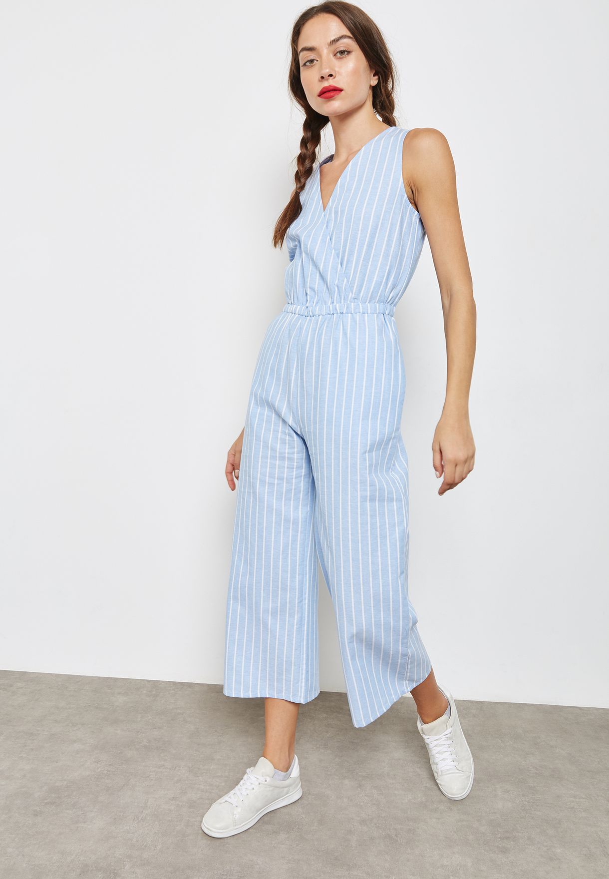 Striped Cropped Jumpsuit