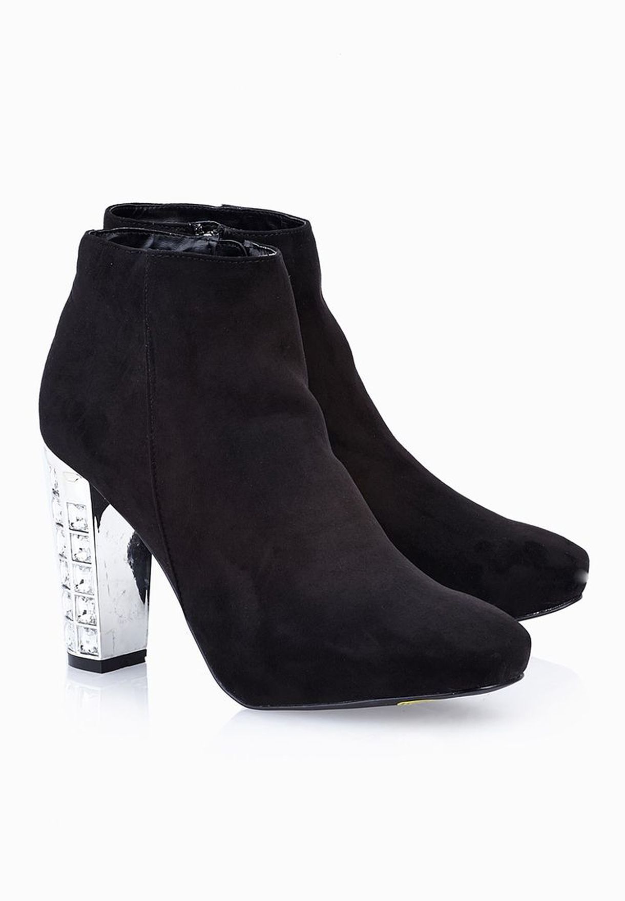 black bling ankle boots