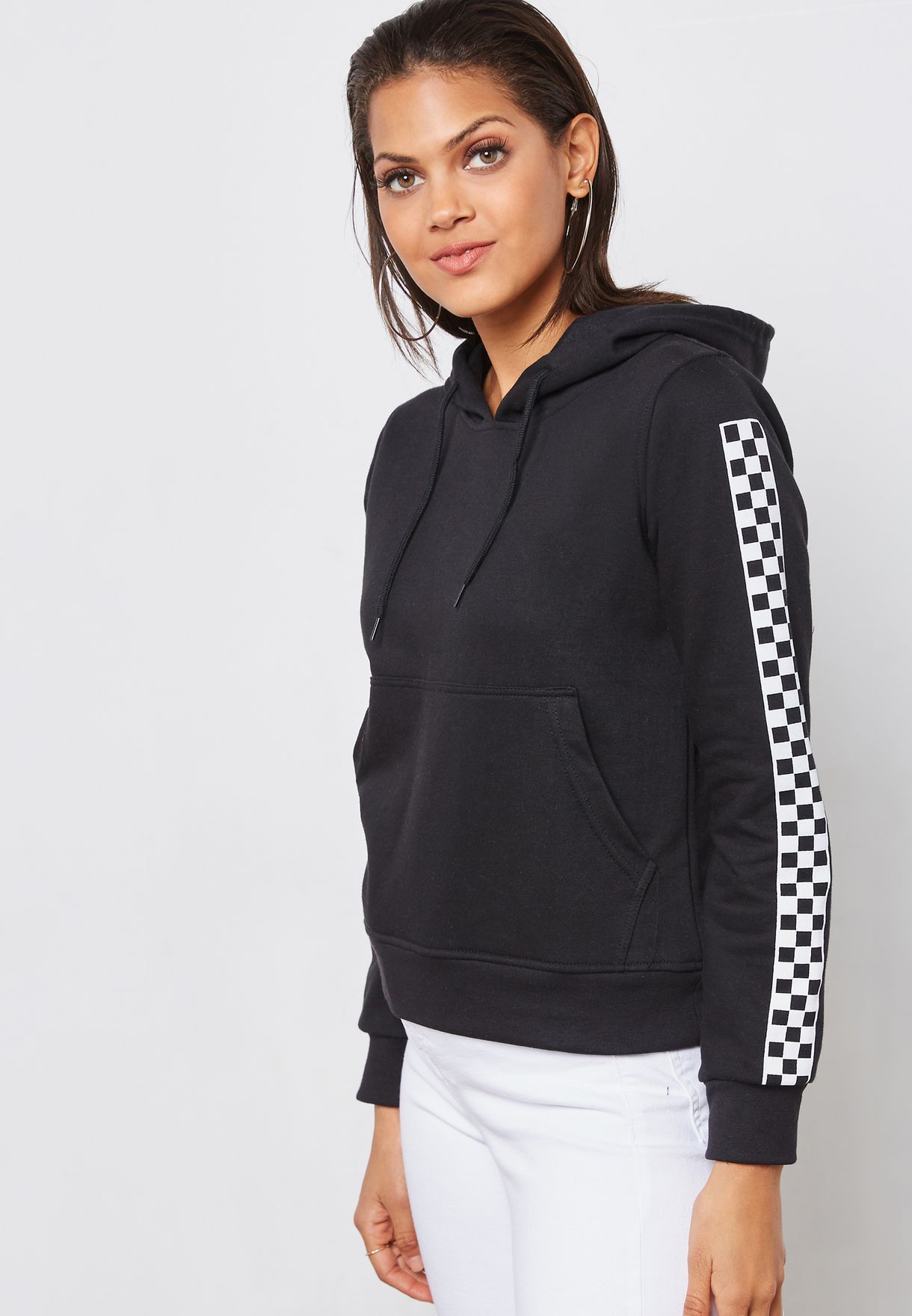 checkerboard sleeve hoodie