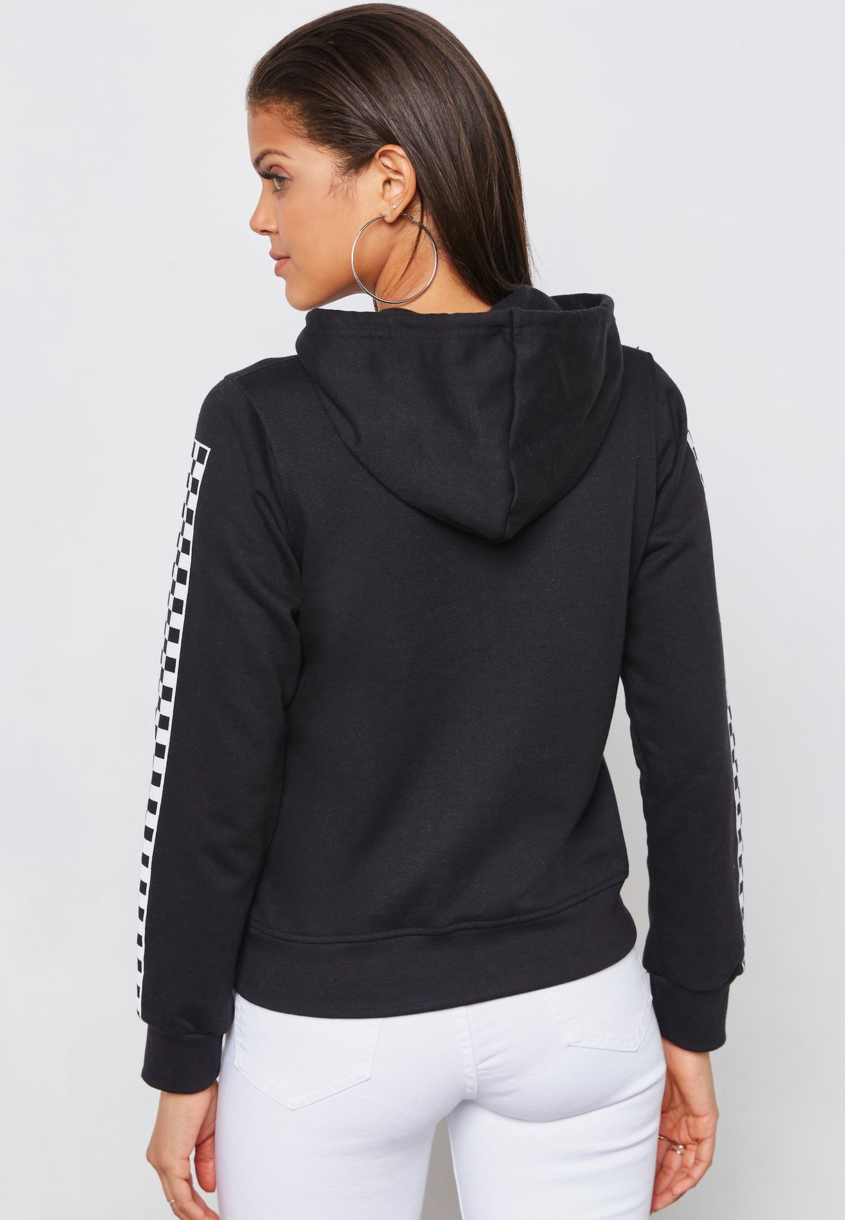 checkerboard sleeve hoodie