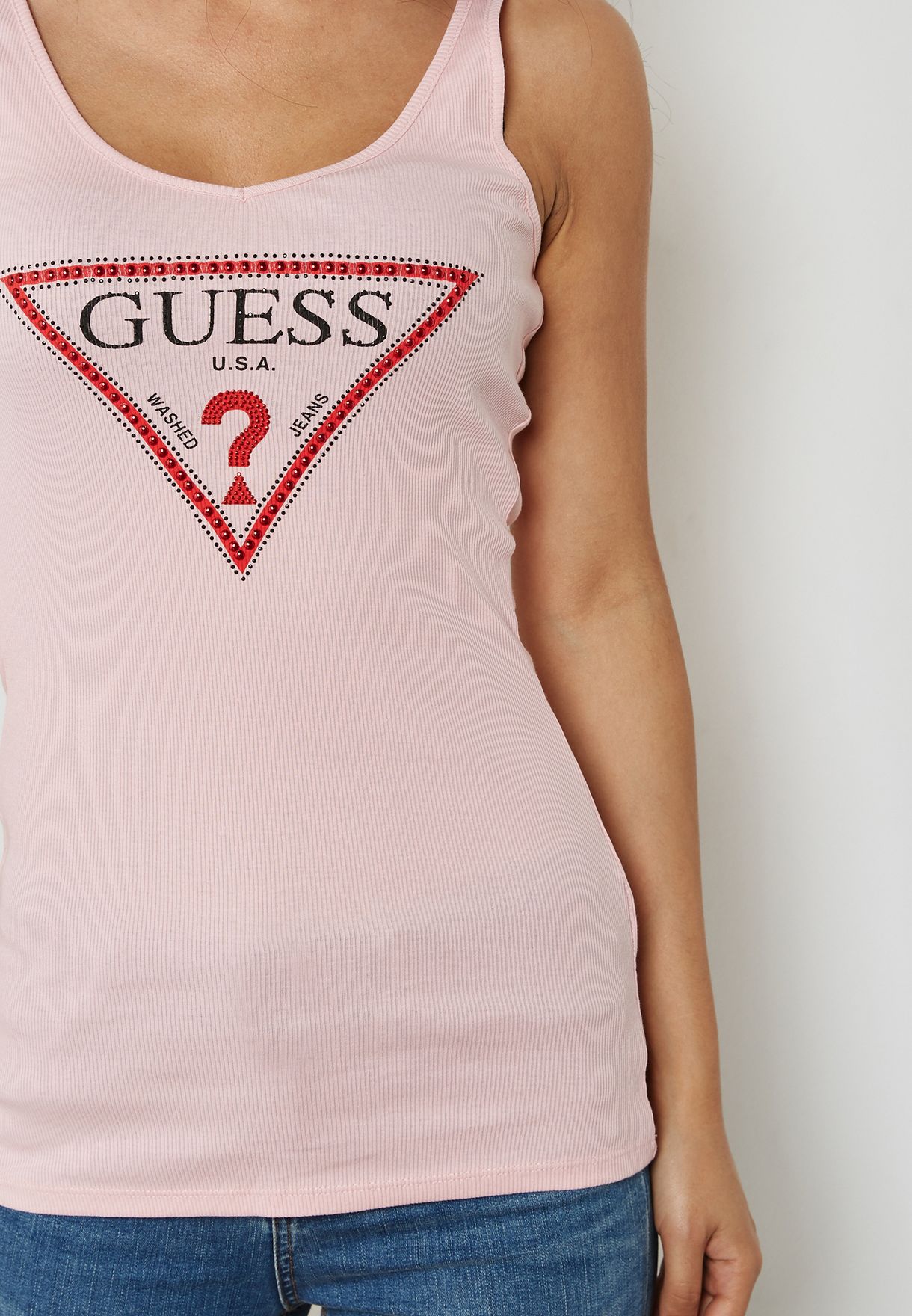 guess pink tank top