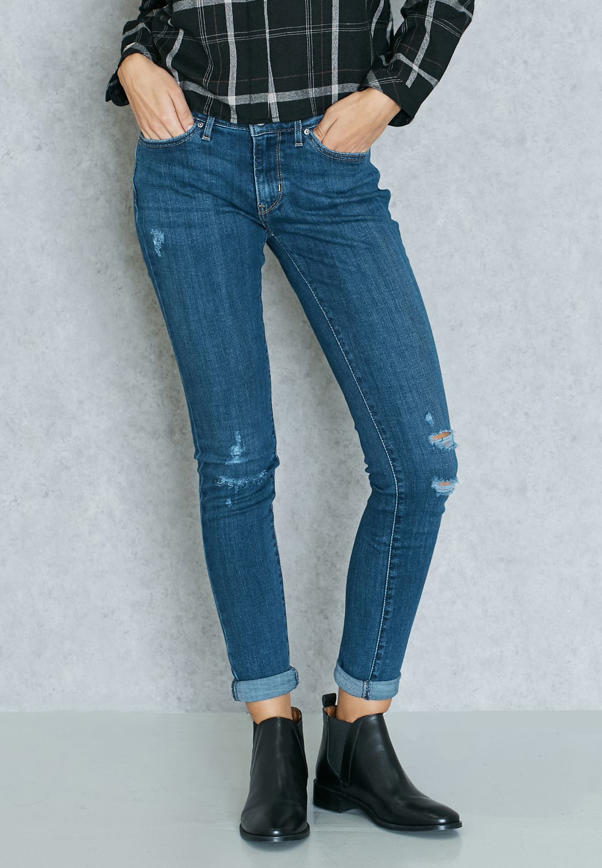 levi's 711 mid rise skinny jeans