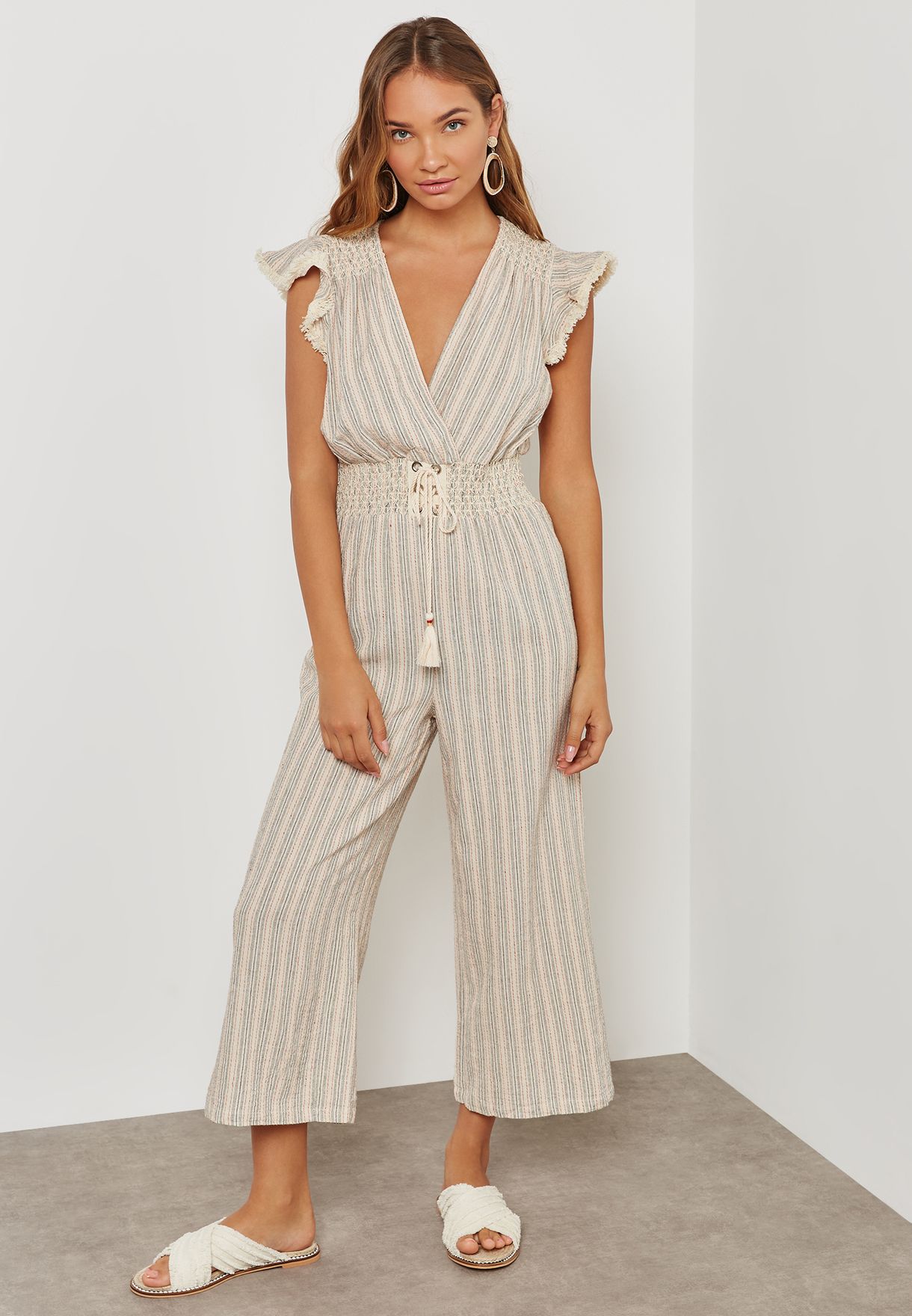 smocked waist jumpsuit