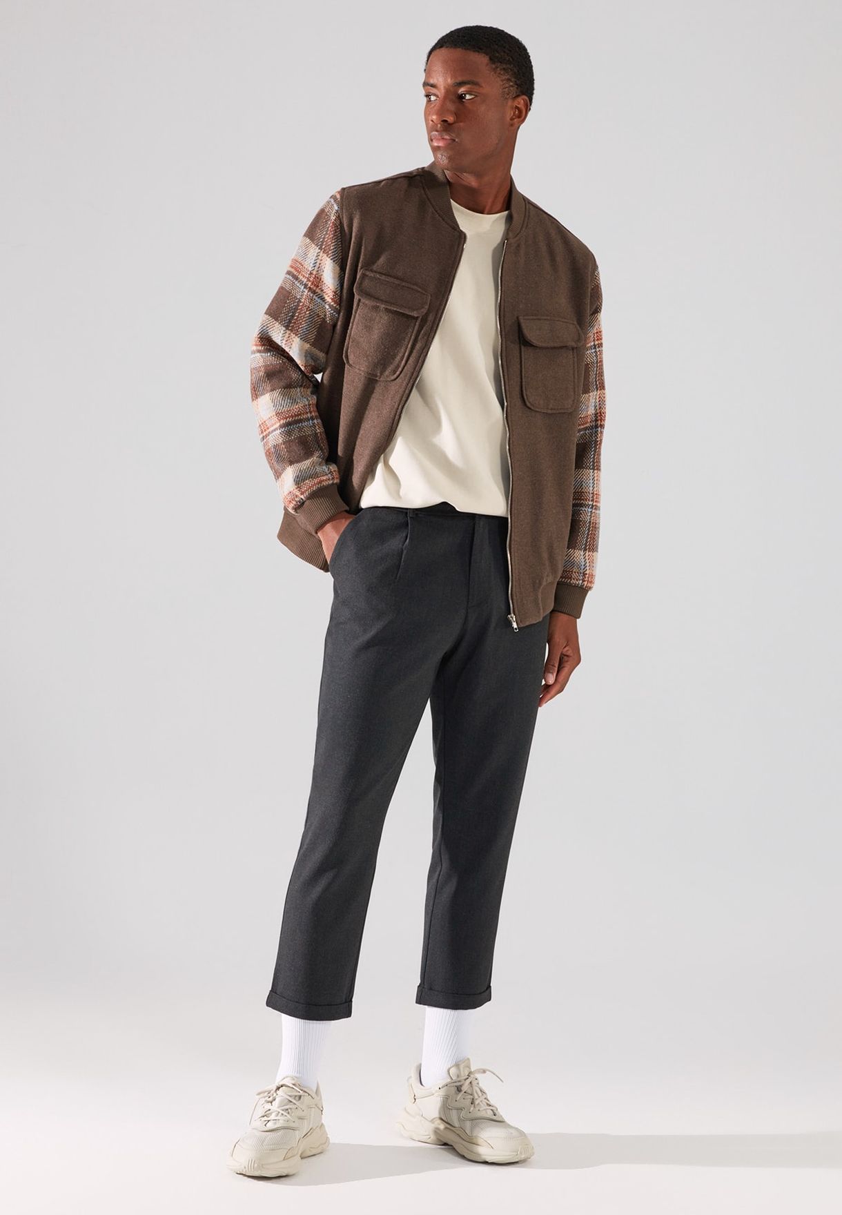 Straight Fit Cropped Trousers
