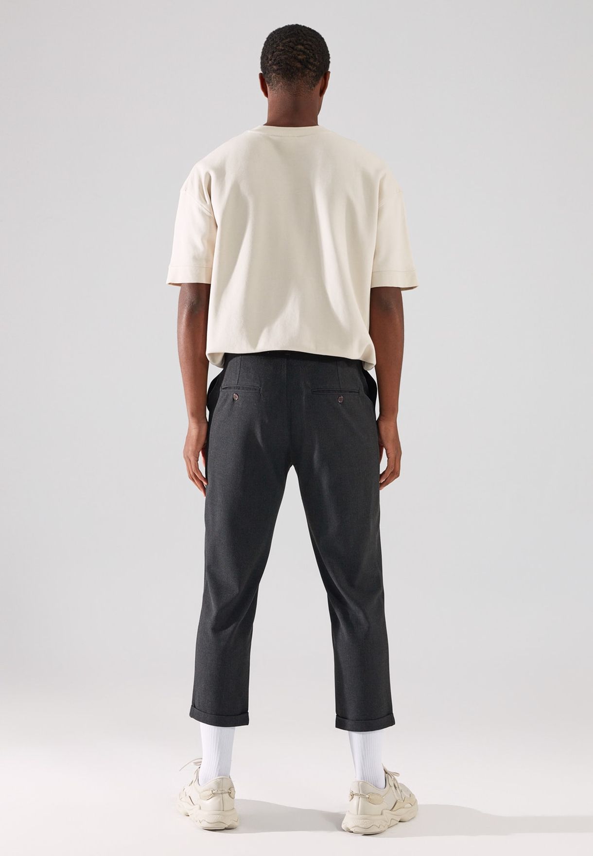 Straight Fit Cropped Trousers