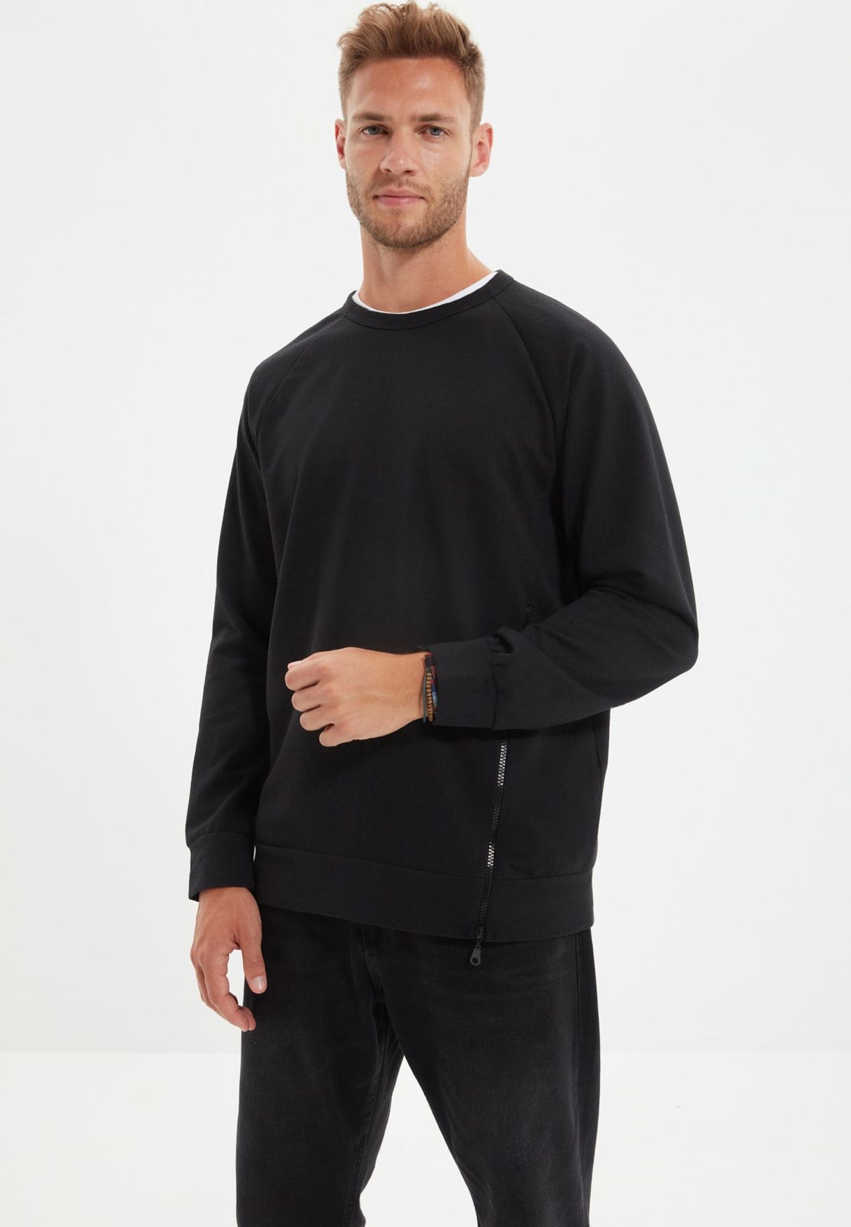 Buy Trendyol black Side Zip Through Sweatshirt for Men in Manama, Riffa