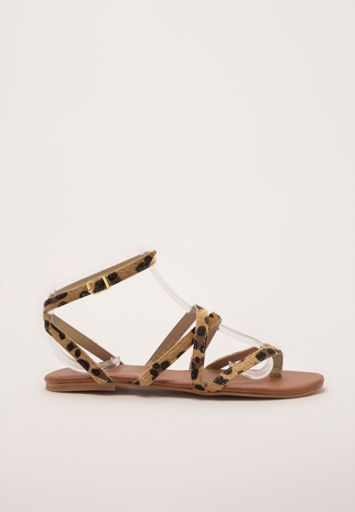 leopard print flat sandal