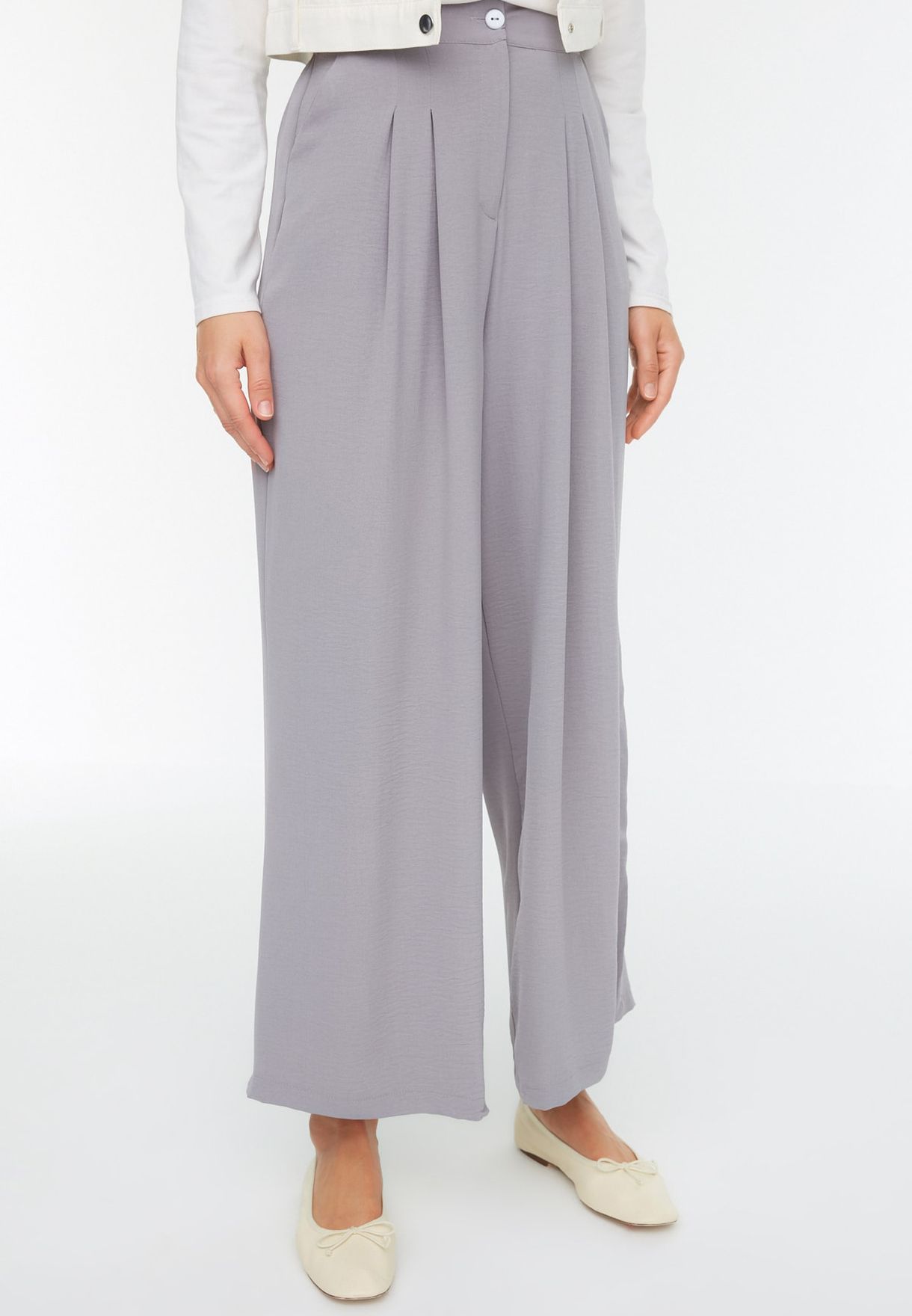 High Waist Pleat Detail Pants