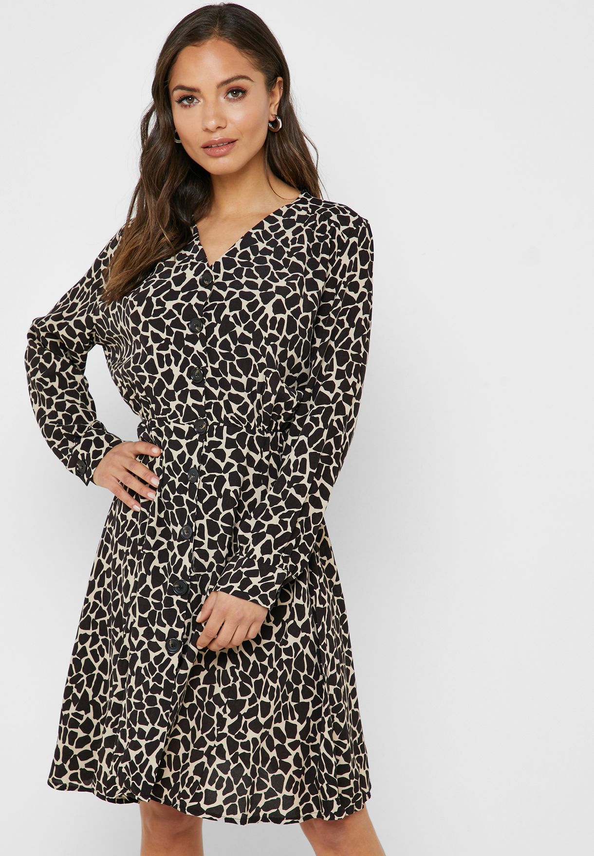 giraffe print midi dress