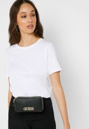 guess skye double zip belt bag