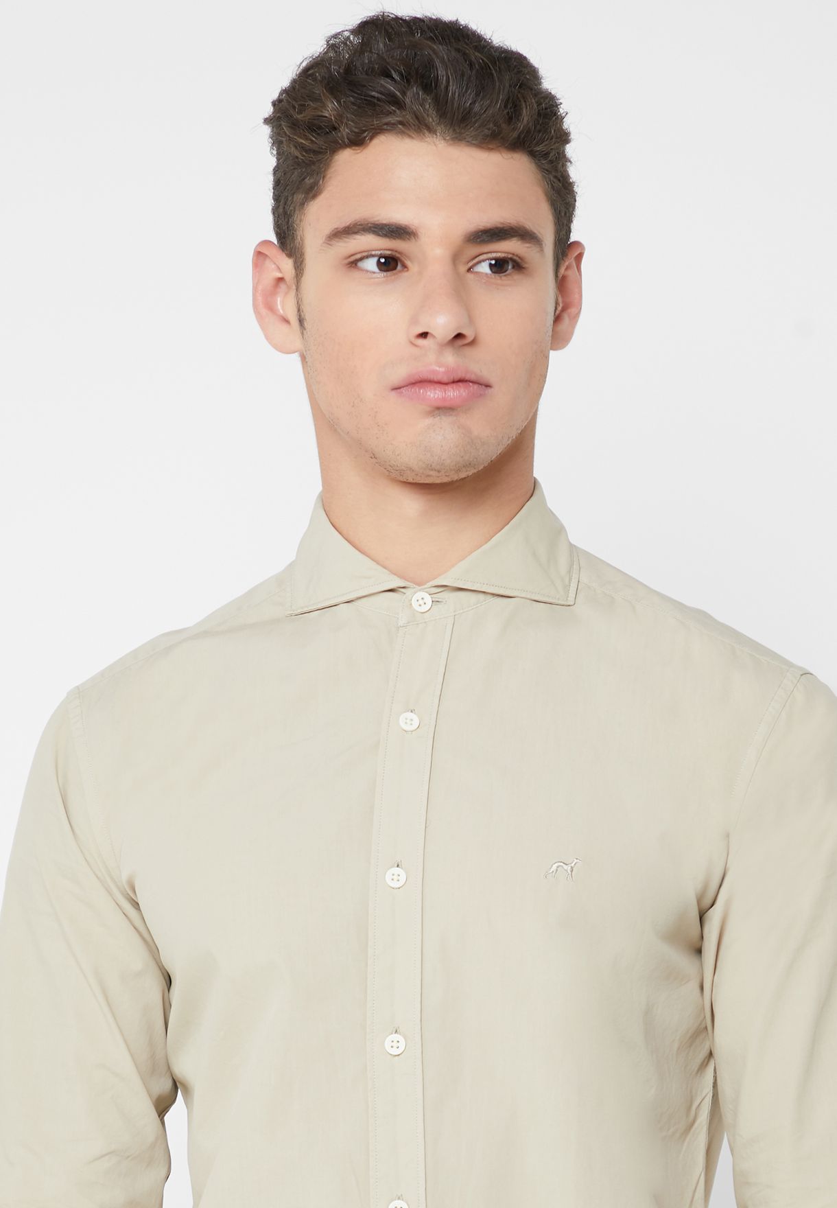 Buy Sacoor Brothers Beige Essential Slim Fit Shirt For Men In Mena Worldwide 9978