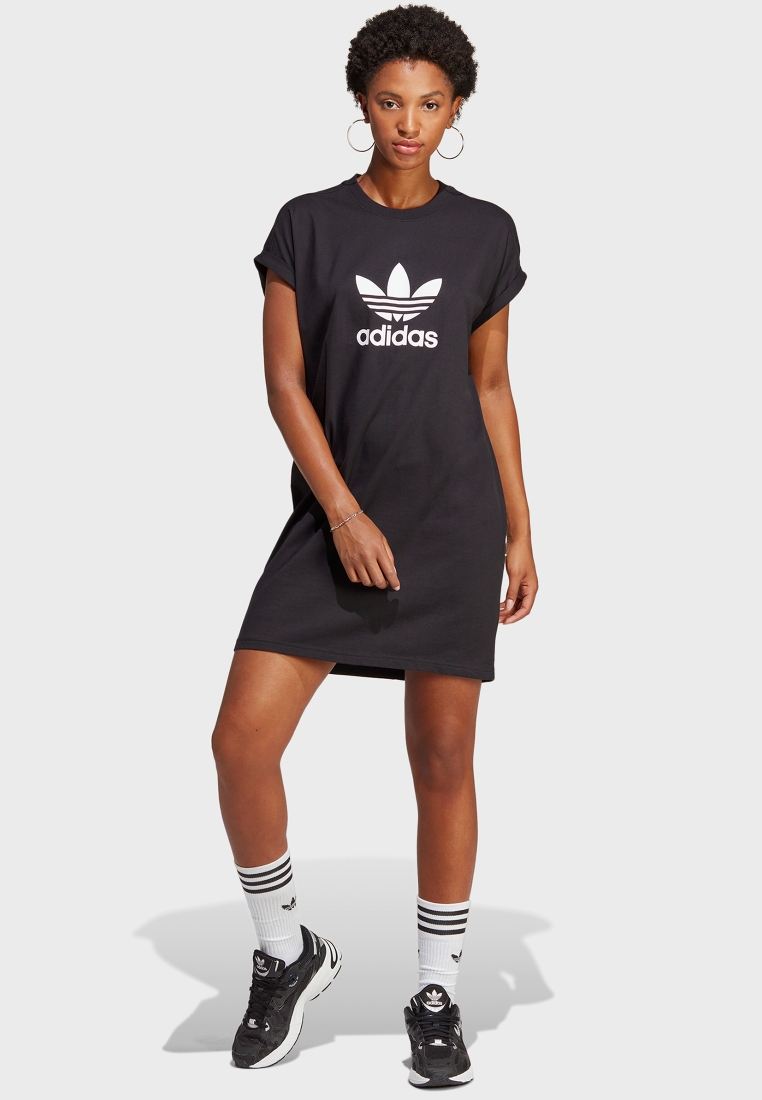 Buy adidas Originals black Adicolor Classics Trefoil T-Shirt Dress MENA, Worldwide