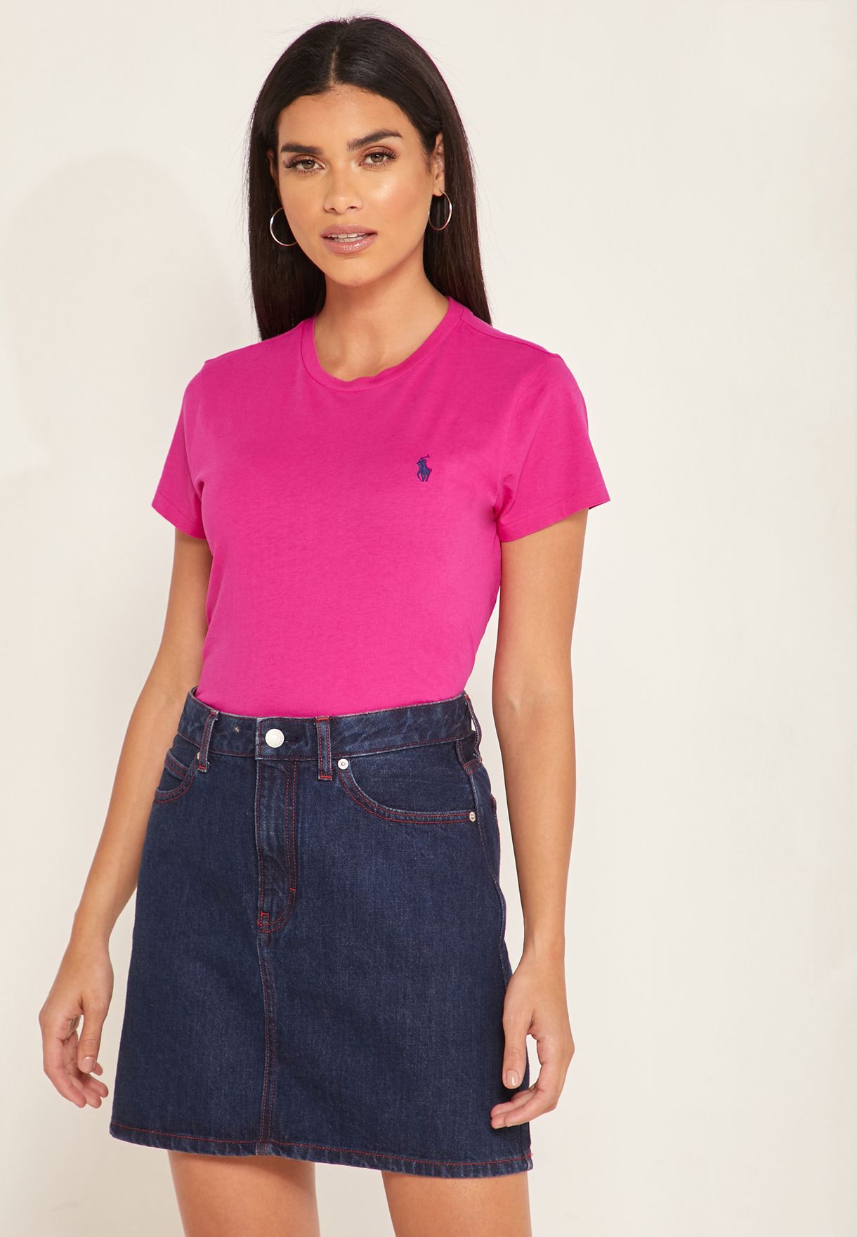 Buy Polo Ralph Lauren pink Crew Neck Logo T-Shirt for Women in MENA,  Worldwide