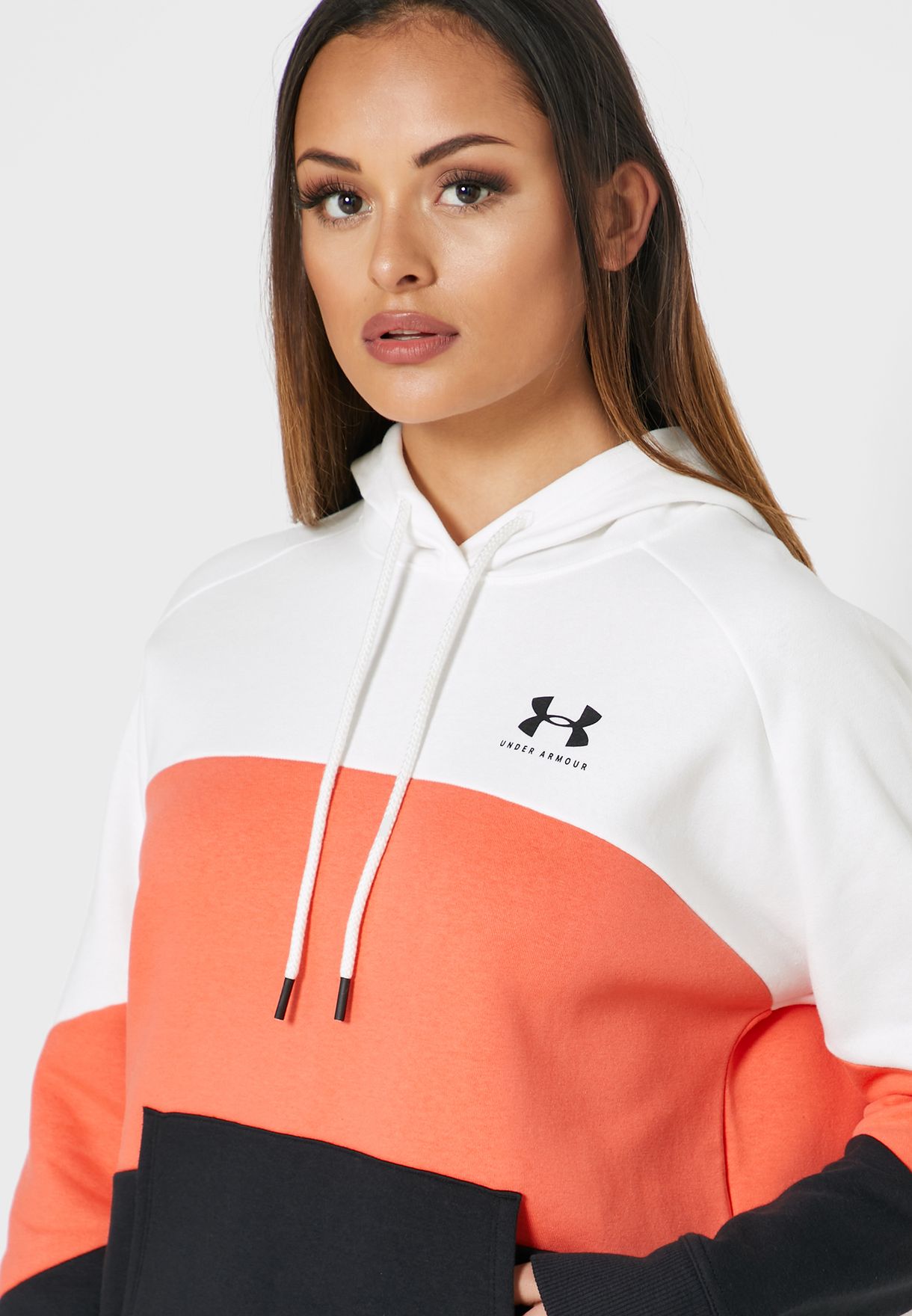 women's ua rival fleece color block hoodie