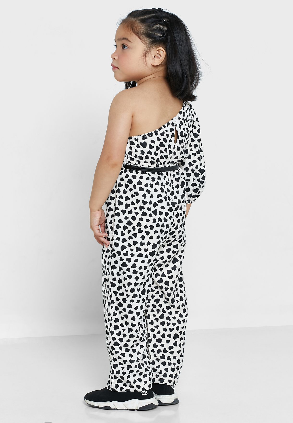 Nauti Nati Girls Black White Printed Basic Jumpsuit