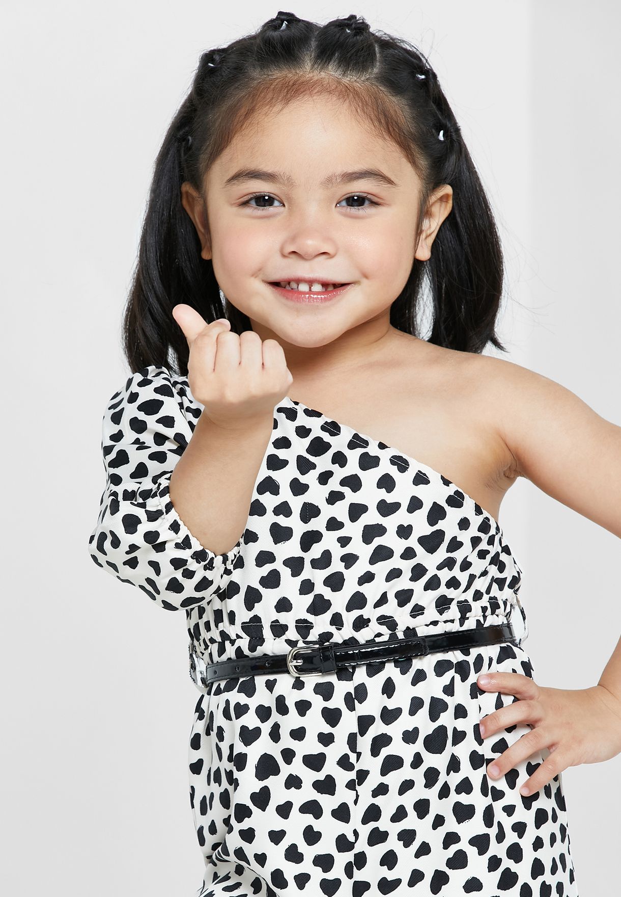 Nauti Nati Girls Black White Printed Basic Jumpsuit