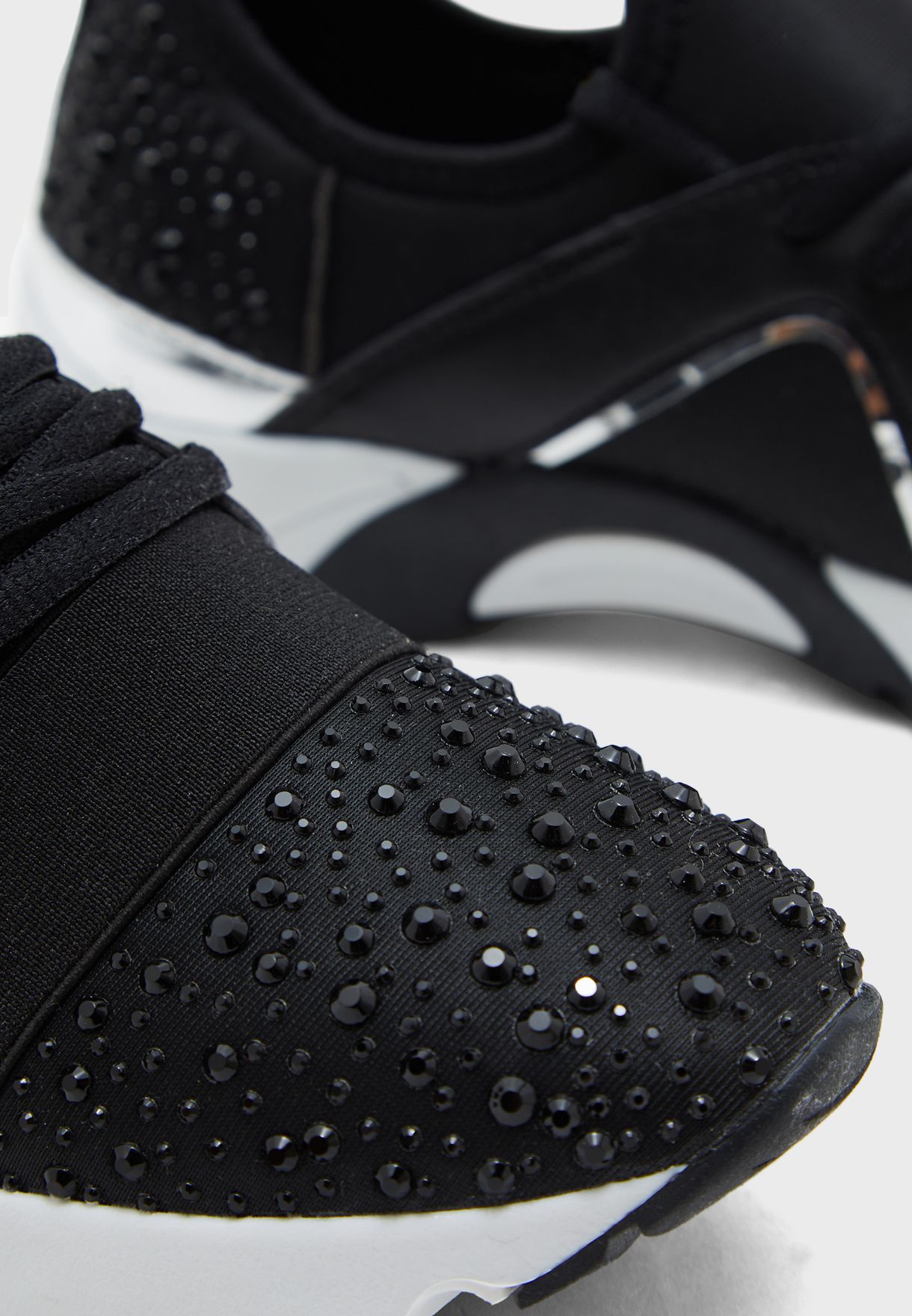 black shoes with diamante detail