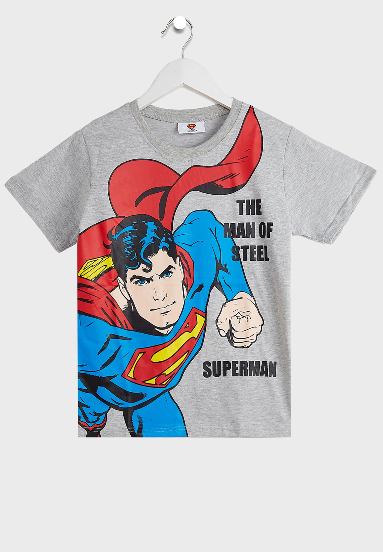 Kids Superman Print T-Shirt + Shorts Set With Bag