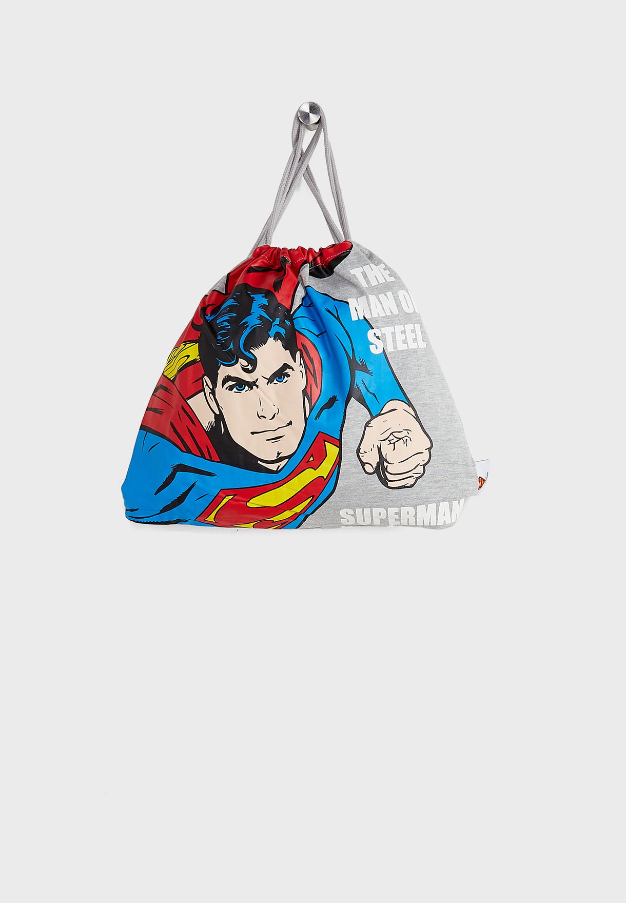 Kids Superman Print T-Shirt + Shorts Set With Bag
