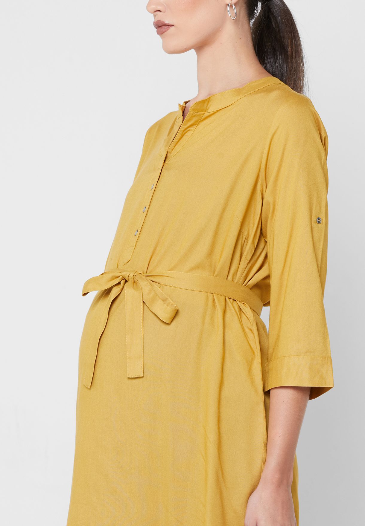 Button Detail Belted Tunic