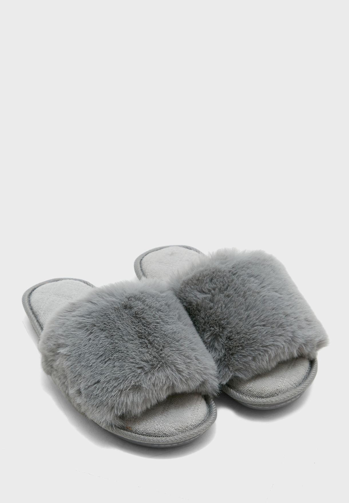 Fluffy Band Quilted Bedroom Slippers 