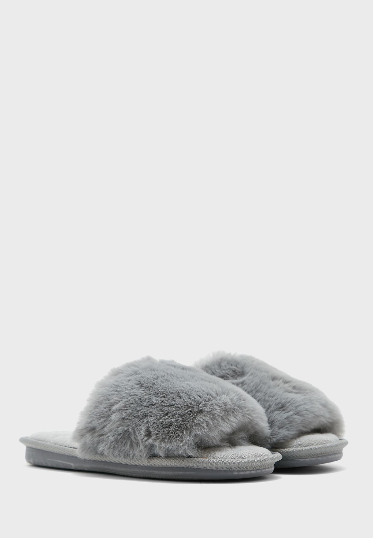 Fluffy Band Quilted Bedroom Slippers 