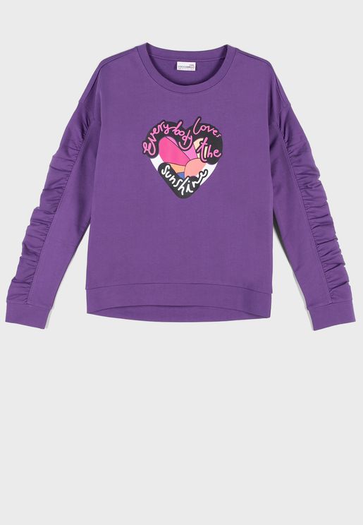 Kids Slogan Heart Sweatshirt