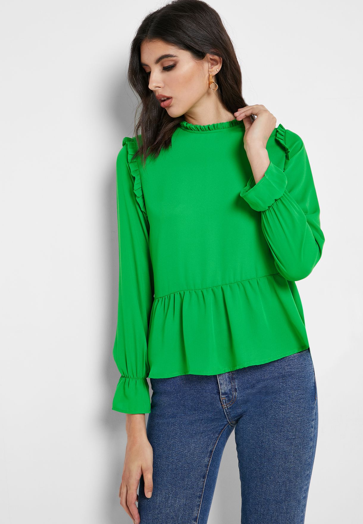 high neck peplum top