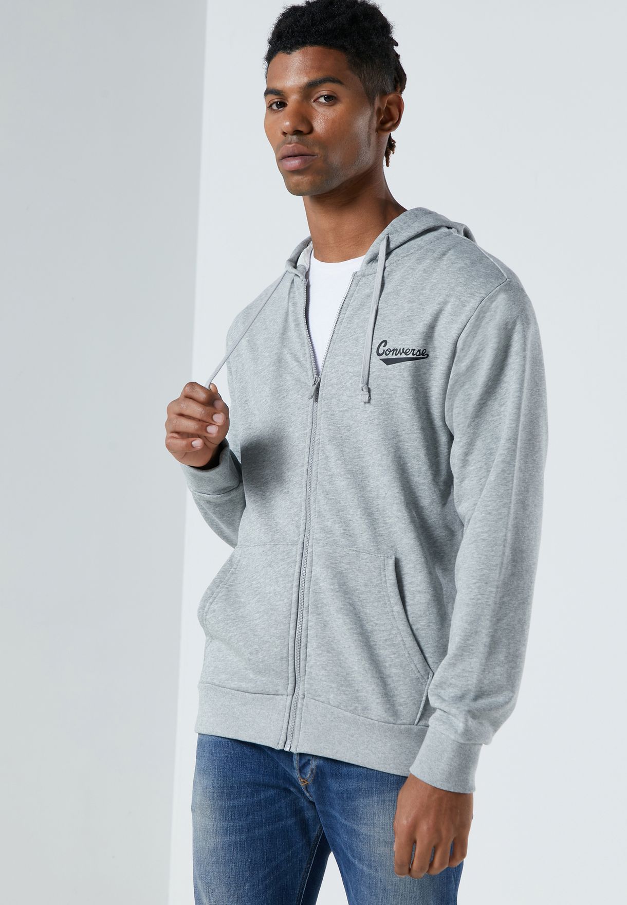 grey converse zip up hoodie