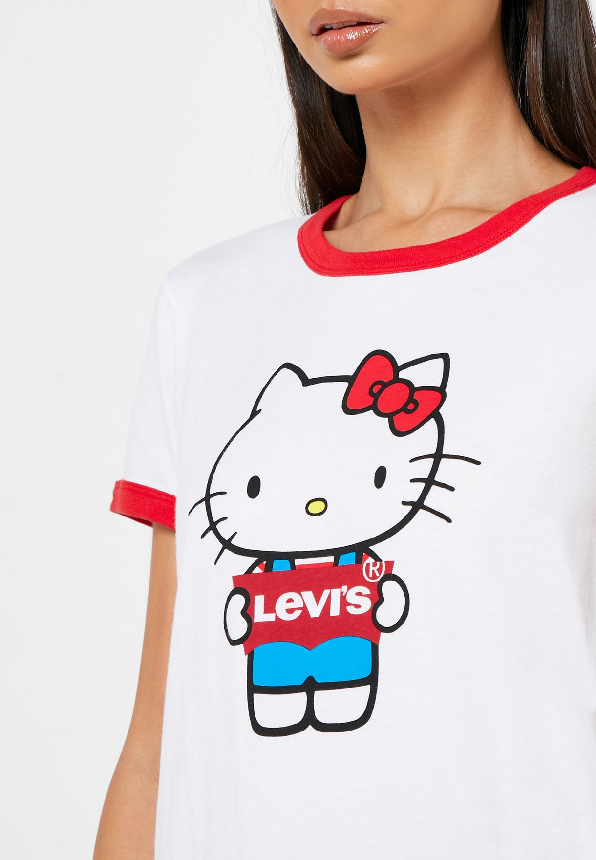 Buy Levis white Hello Kitty Contrast Trim Logo T-Shirt for Women in MENA,  Worldwide