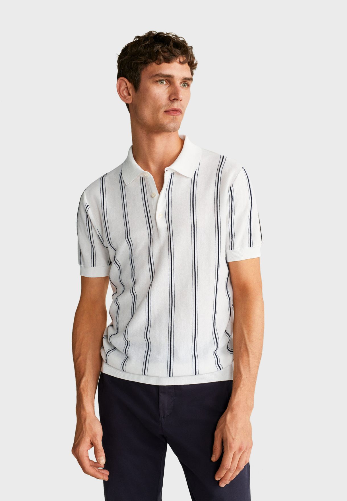 Buy Mango Man Stripes Striped Knitted Polo for Men in ...