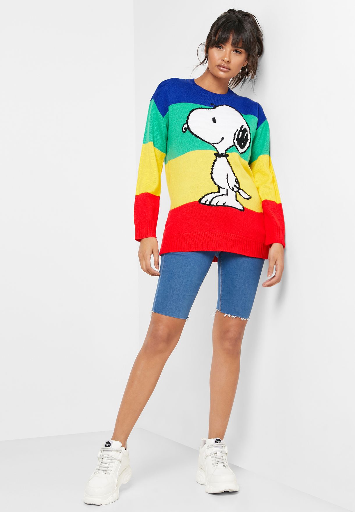 multicolor Snoopy Colorblock Sweater 
