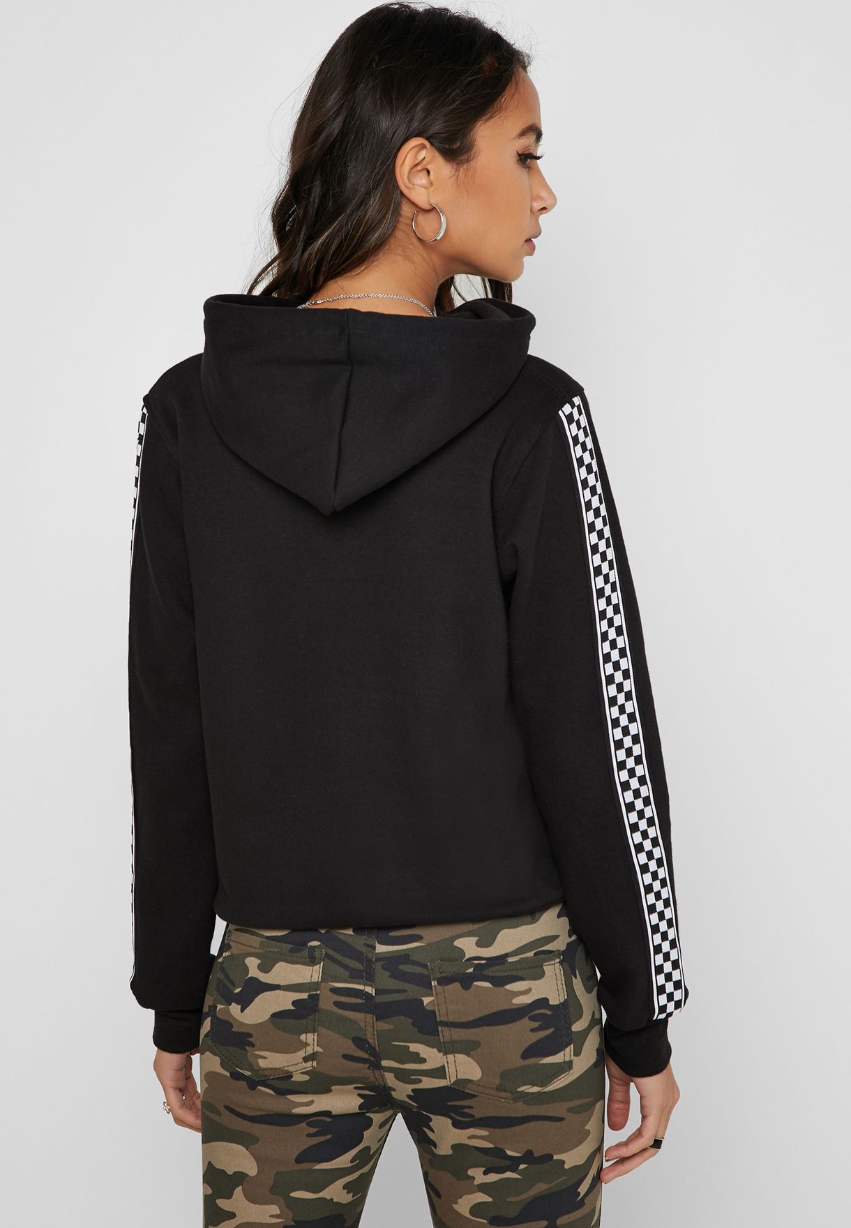 checkerboard sleeve hoodie