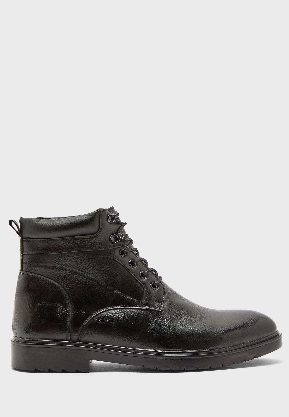 Buy Robert Wood black Faux Leather Lace Up Dress Boots for Men in MENA ...