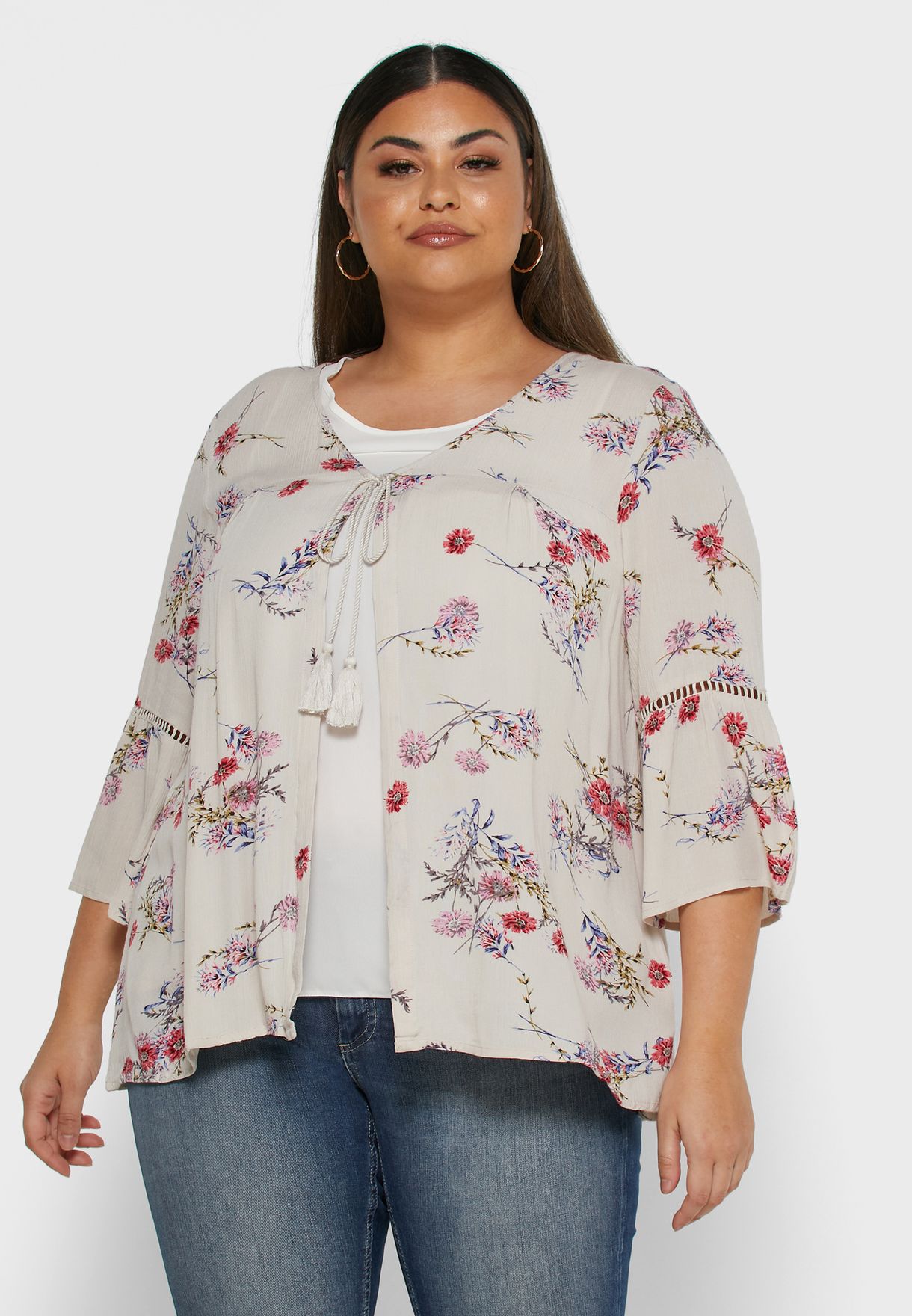 tie neck cardigan