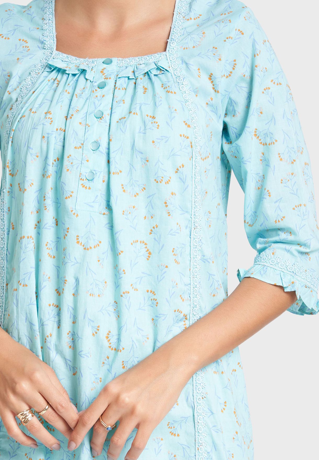 Square Neck Button Detail Nighties