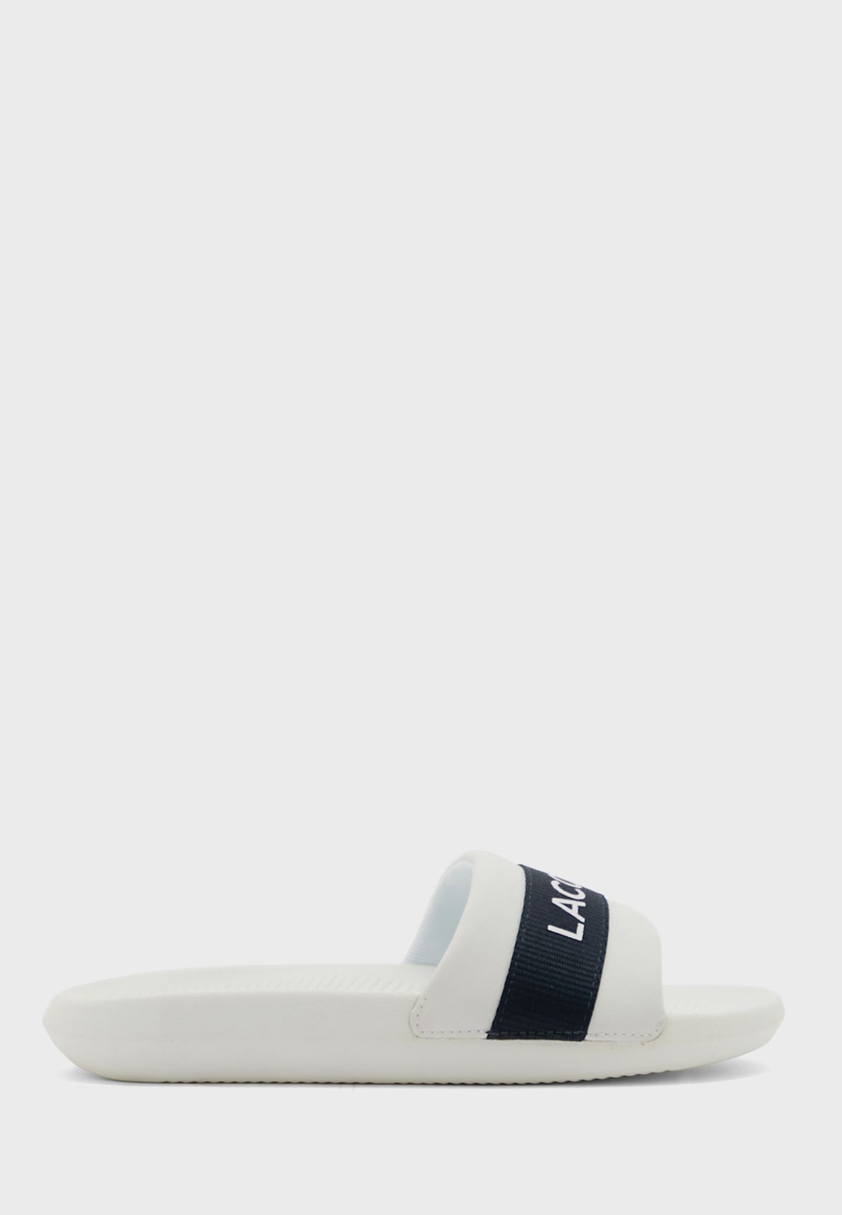 Buy Lacoste white Logo Detail Slides for Women in MENA, Worldwide