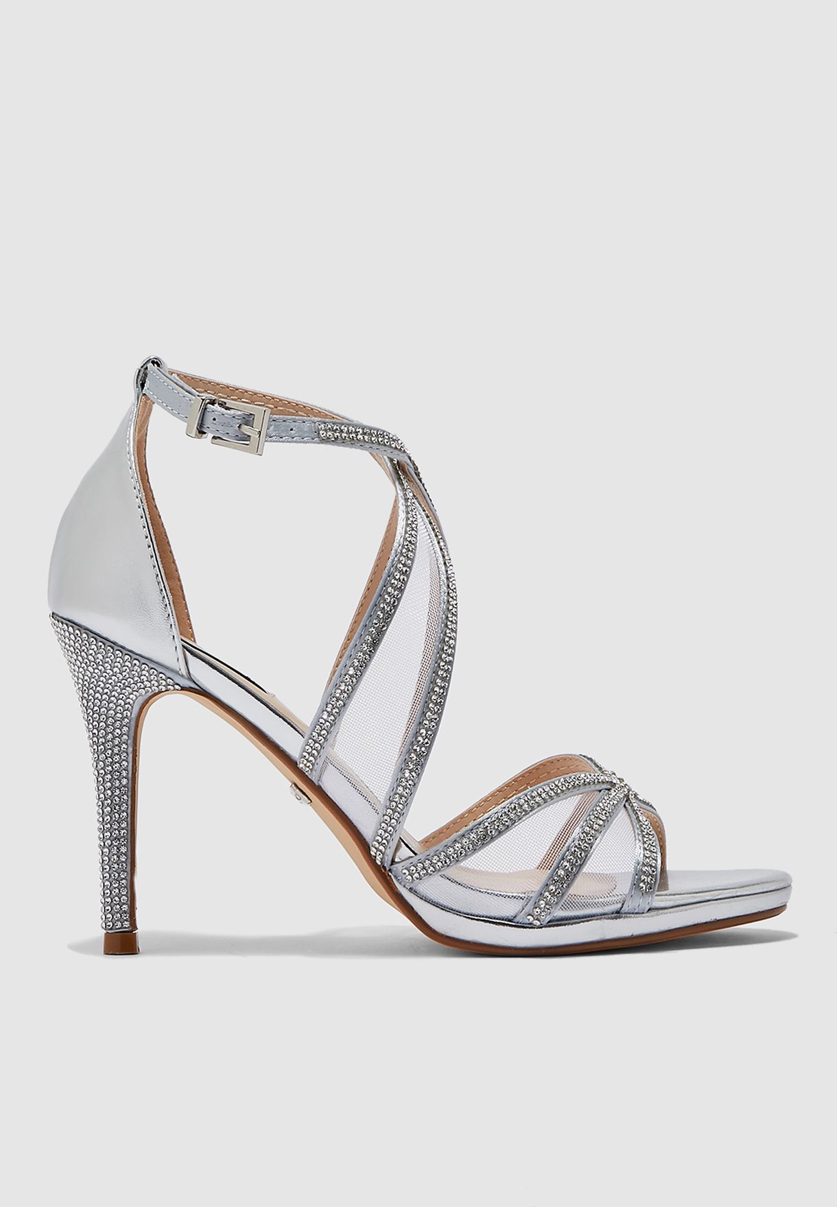 quiz silver diamante bridal shoes