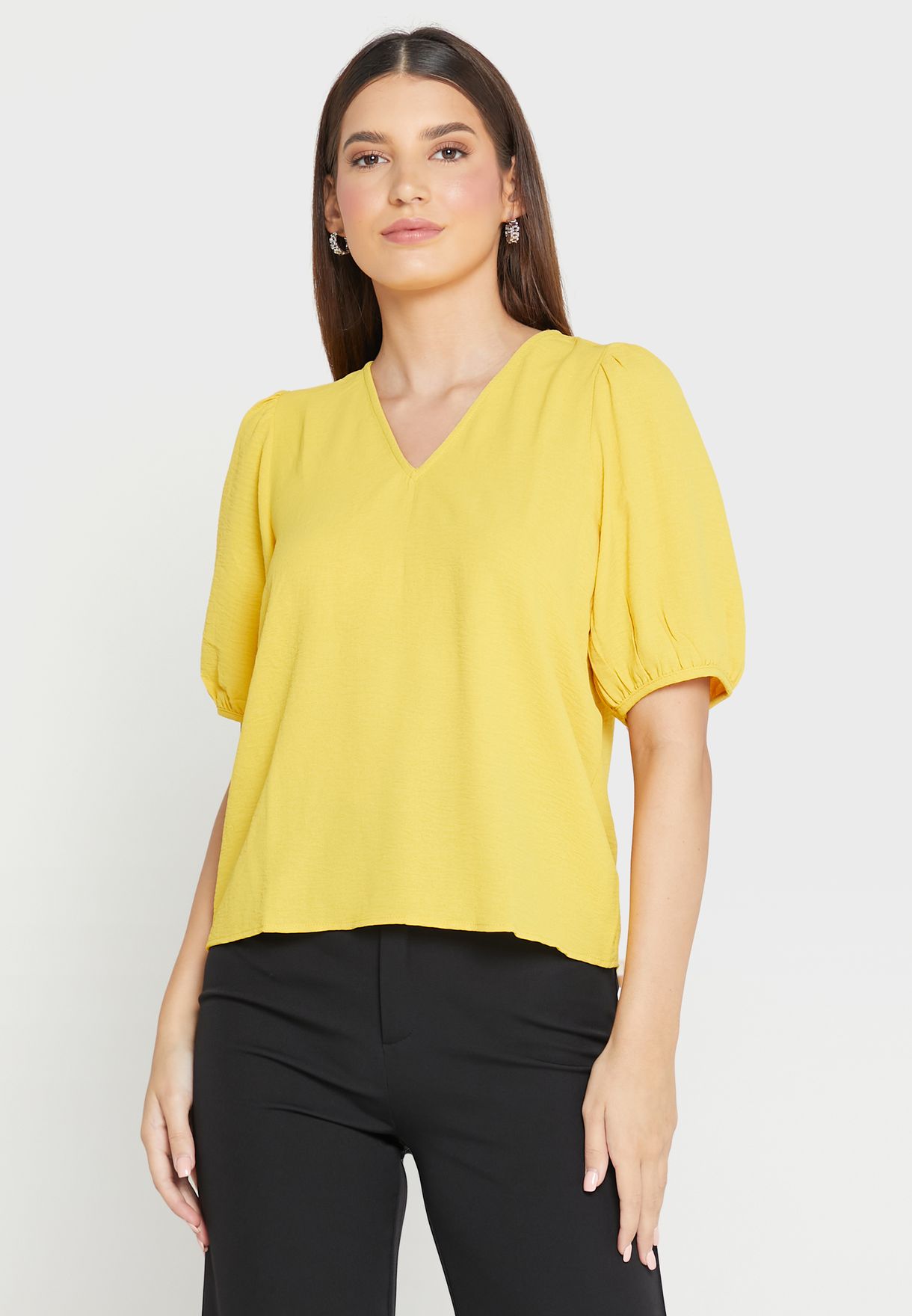 Buy Vero Moda yellow V-Neck Knitted Top for Women in Dubai, Abu Dhabi