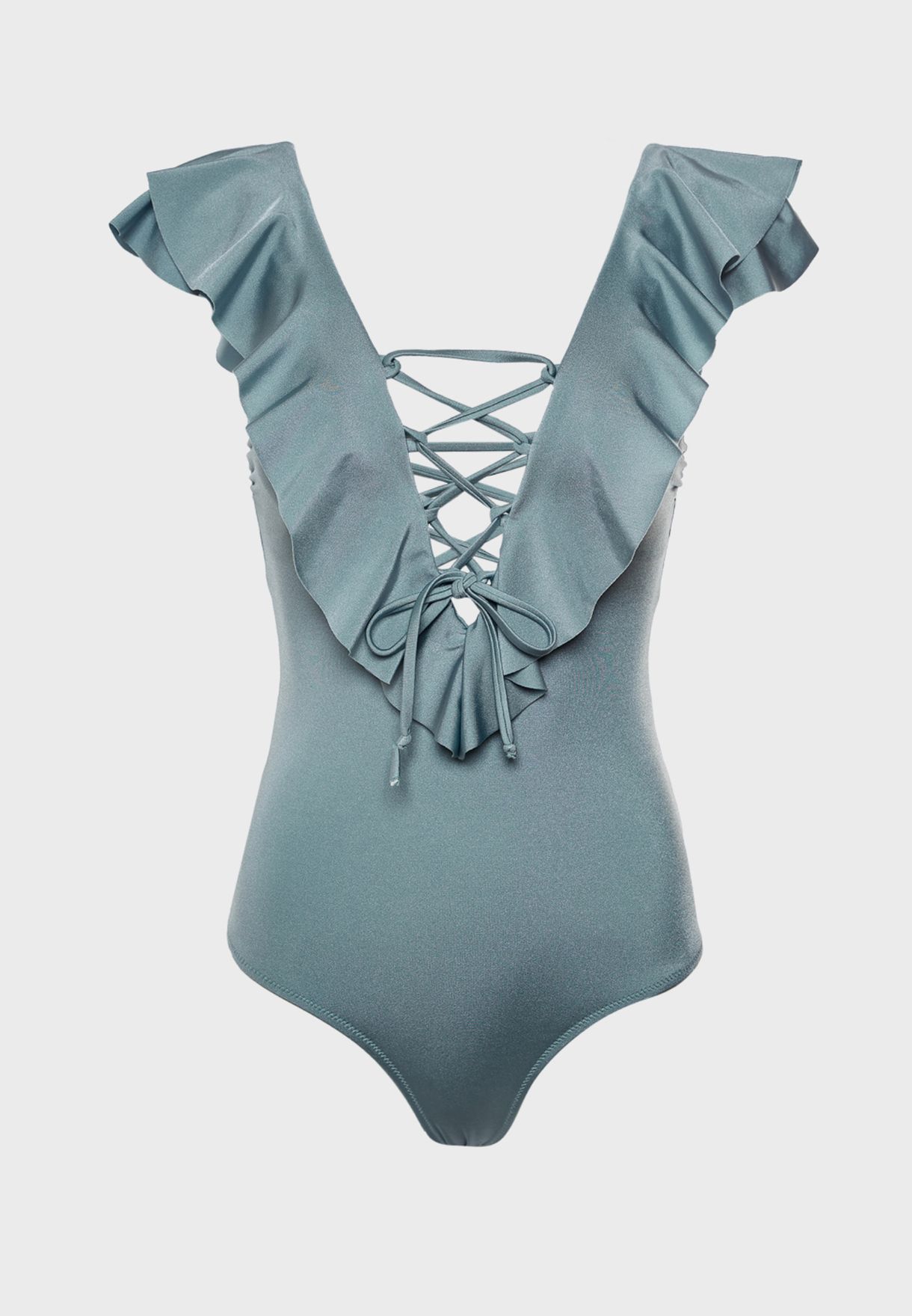 ruffle trim swimsuit