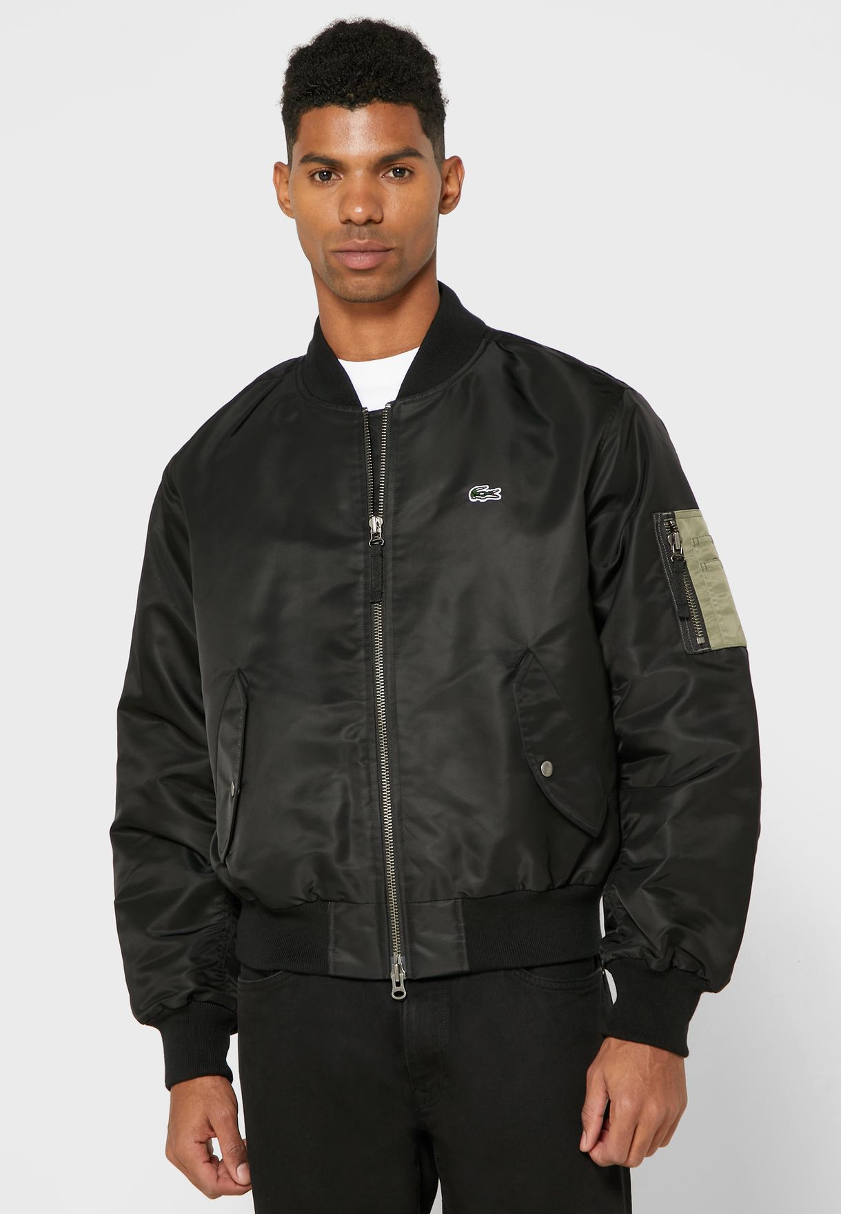 lacoste black bomber jacket